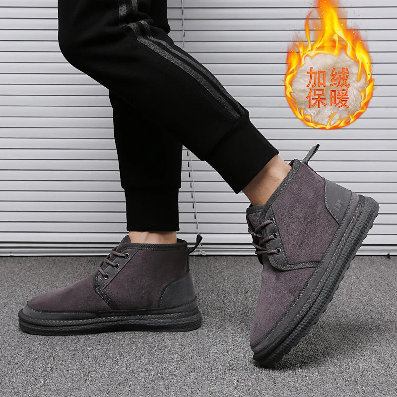 Short Boots 2023 New Winter Men's Snow Boots  Thickened Plus Velvet Warm Casual Shoes Non-Slip Comfortable Fashion Cotton Shoes