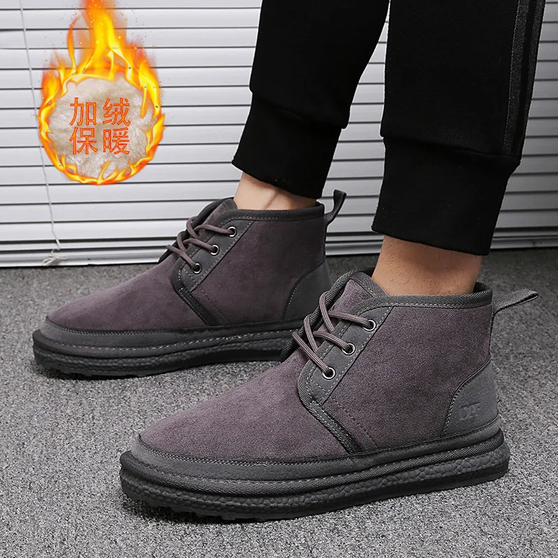 Short Boots 2023 New Winter Men's Snow Boots  Thickened Plus Velvet Warm Casual Shoes Non-Slip Comfortable Fashion Cotton Shoes