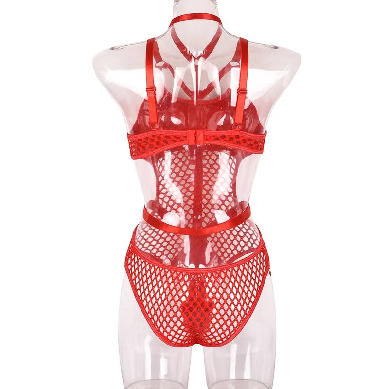 AltGoth Gothic Sexy Fishnet Jumpsuit Women Harajuku Streetwear Mall Goth See Through Bodysuit Nightclub Hollow Out Emo Rompers