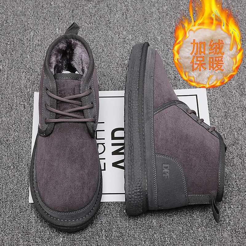 Short Boots 2023 New Winter Men's Snow Boots  Thickened Plus Velvet Warm Casual Shoes Non-Slip Comfortable Fashion Cotton Shoes