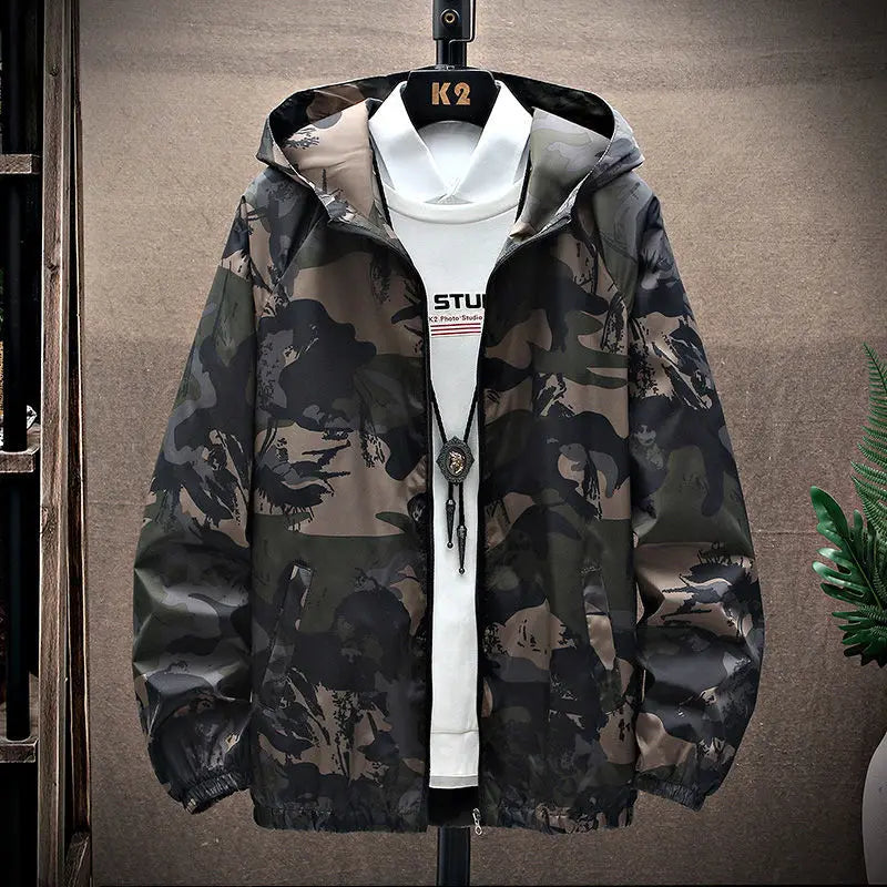 Spring Men's Windbreakers Casual Hooded Jacket New Cool Waterproof Coat Male Outerwear Men's CLothing Plus Size 5XL