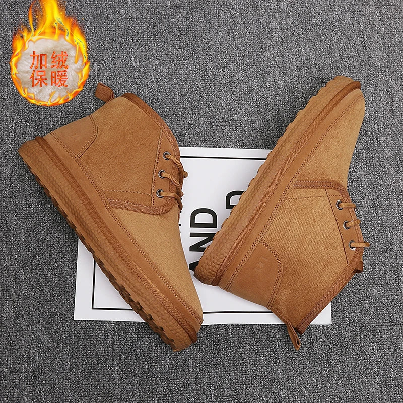 Short Boots 2023 New Winter Men's Snow Boots  Thickened Plus Velvet Warm Casual Shoes Non-Slip Comfortable Fashion Cotton Shoes