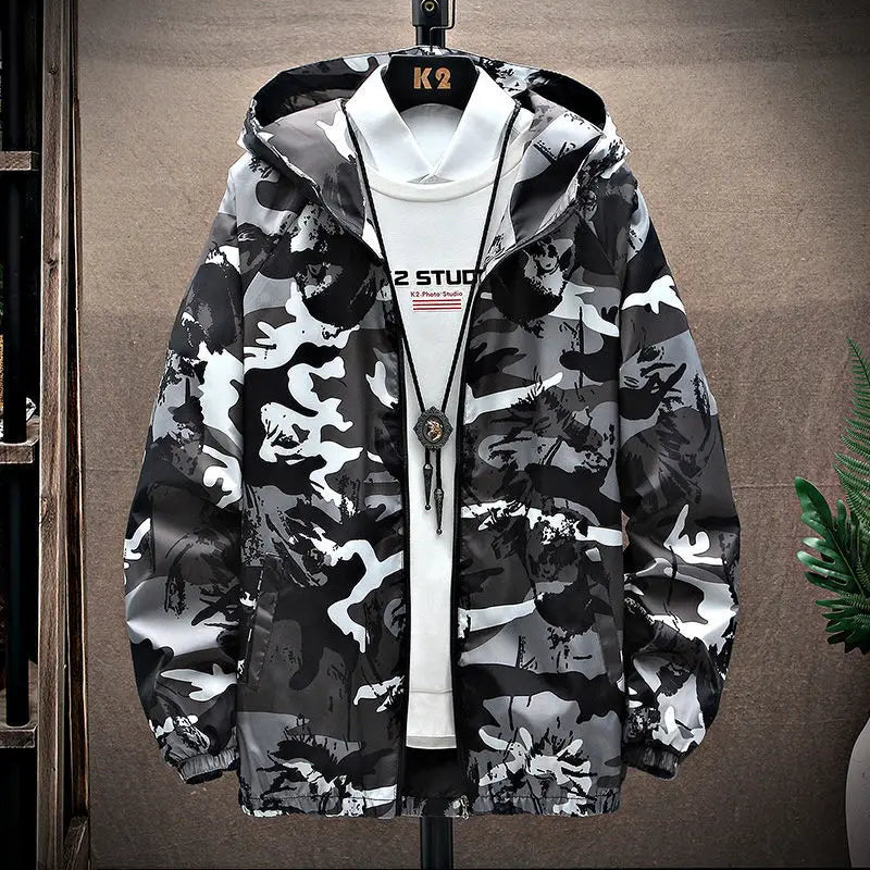 Spring Men's Windbreakers Casual Hooded Jacket New Cool Waterproof Coat Male Outerwear Men's CLothing Plus Size 5XL