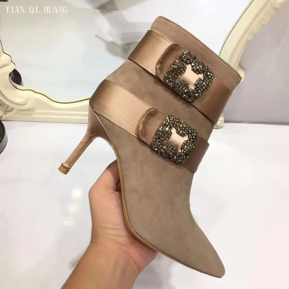 New Style Classic Fashion Design Woman Ankle Boots High Heels Women Genuine Leather Boots High Quality Pumps Shoes TIAN.QI.HUANG