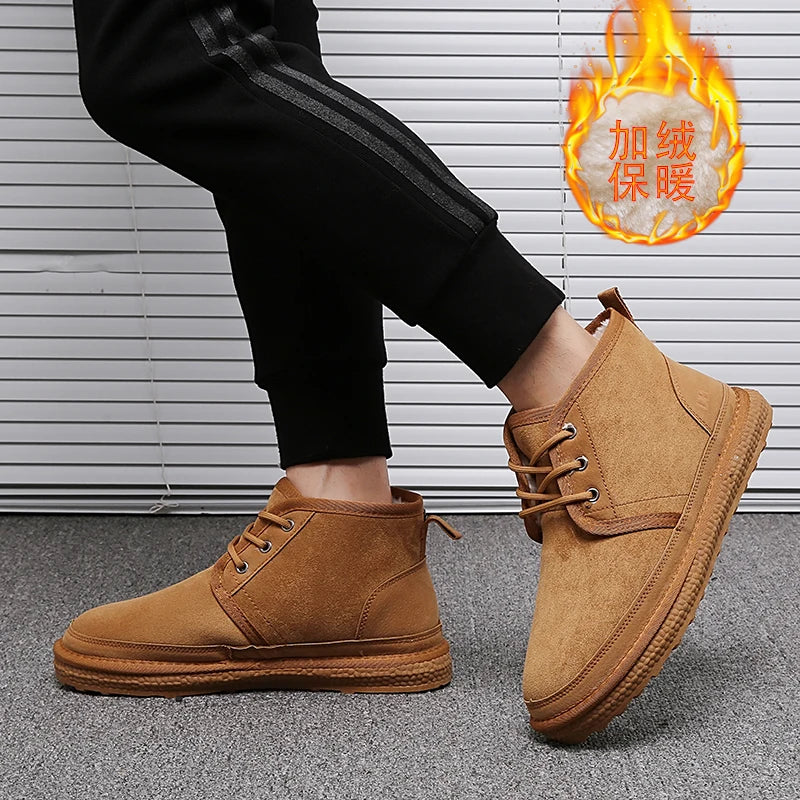 Short Boots 2023 New Winter Men's Snow Boots  Thickened Plus Velvet Warm Casual Shoes Non-Slip Comfortable Fashion Cotton Shoes