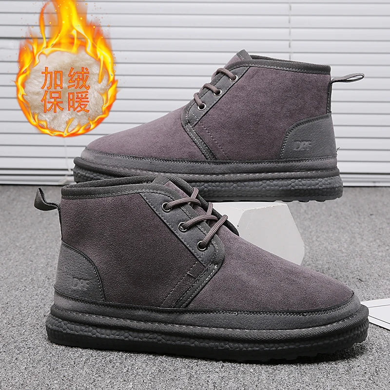 Short Boots 2023 New Winter Men's Snow Boots  Thickened Plus Velvet Warm Casual Shoes Non-Slip Comfortable Fashion Cotton Shoes