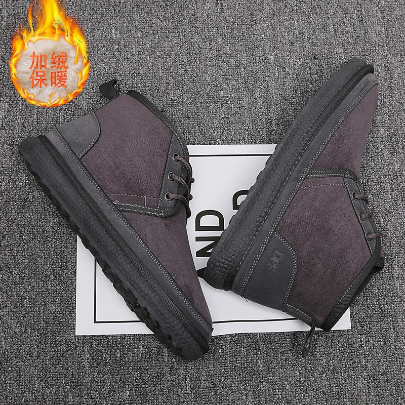 Short Boots 2023 New Winter Men's Snow Boots  Thickened Plus Velvet Warm Casual Shoes Non-Slip Comfortable Fashion Cotton Shoes