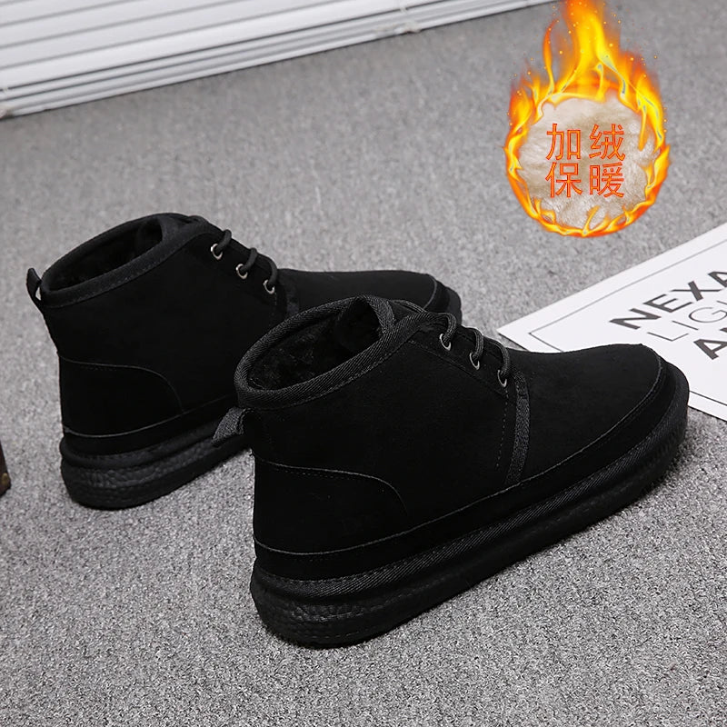 Short Boots 2023 New Winter Men's Snow Boots  Thickened Plus Velvet Warm Casual Shoes Non-Slip Comfortable Fashion Cotton Shoes