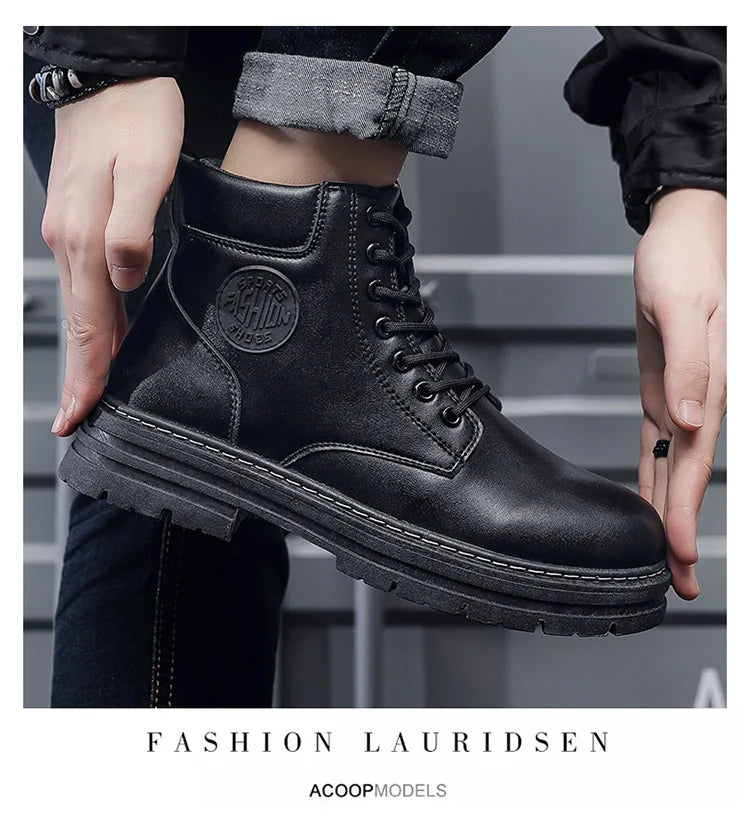 2024 Autumn New Men's Luxury Boots Comfortable Breathable Waterproof Men's Shoes Fashionable Men's Work Boots Motorcycle Boots