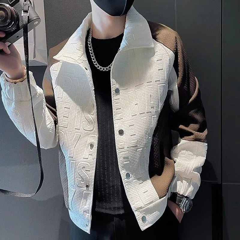 New Spring Autumn Fashion Trends Advanced Handsome Colored Polo Coat Jacket Casual and Versatile Design Men's Jacket