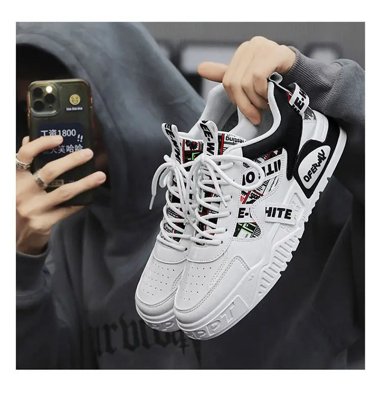 Men's Fashion Shoes for Men New Skateboard Shoes Platform Casual Sneakers Trend Design Patchwork Mesh Men Shoes Tenis Masculino