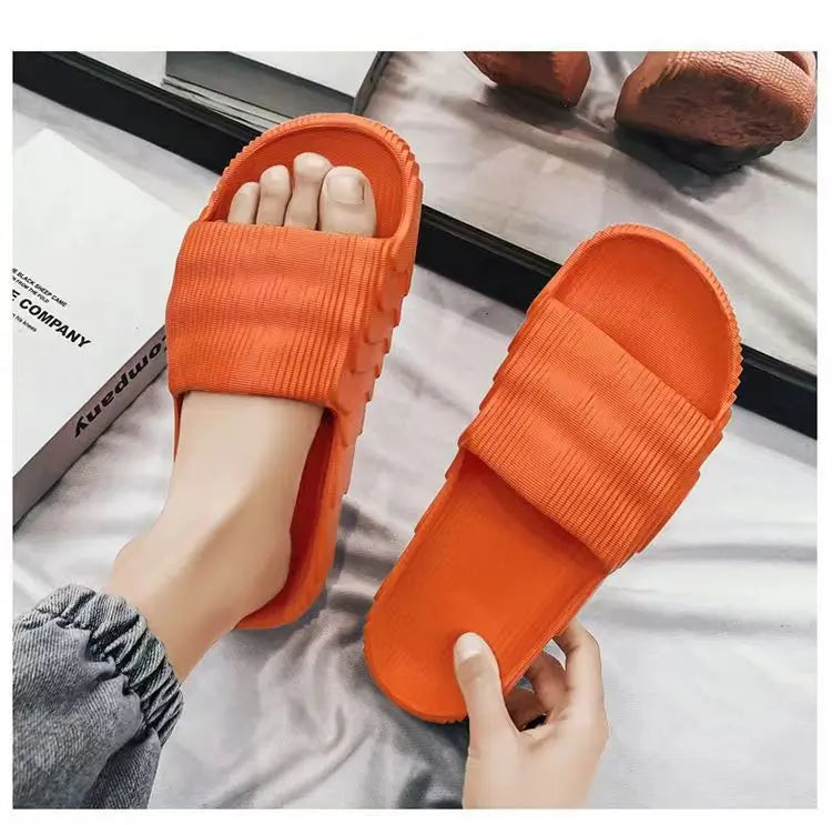 Soft Home Slippers Couple Summer Indoor Skid Proof Bathroom Slippers Sandals Hotel Solid Color Men Women Flip Flops Flat Shoes