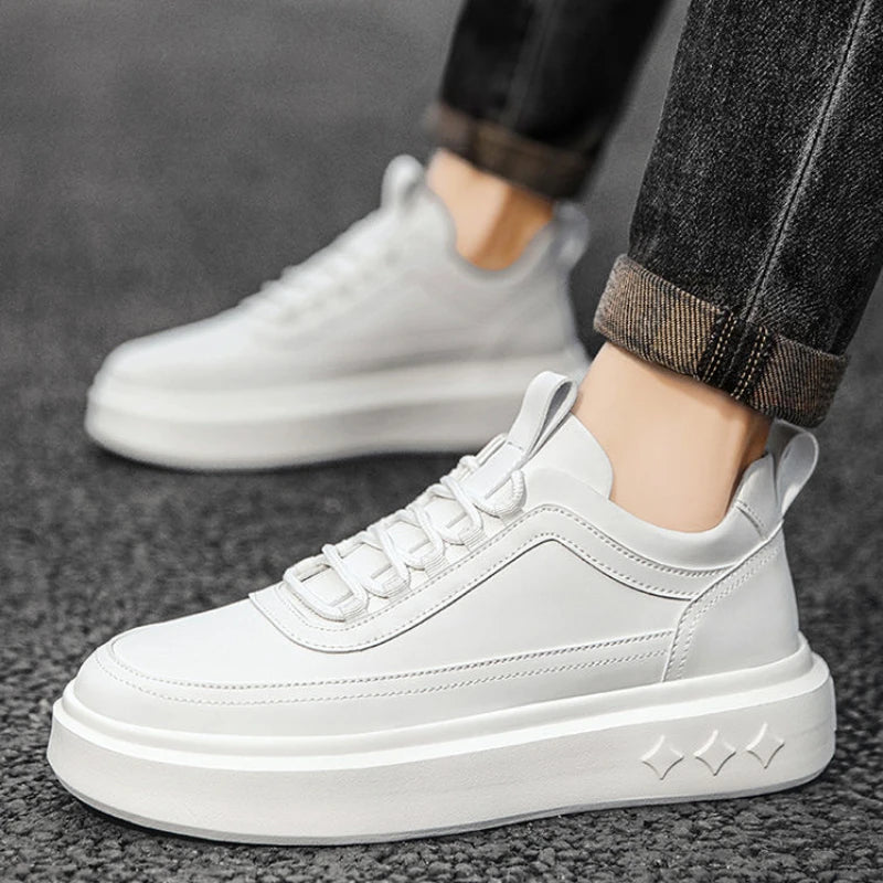 High Quality Men Sports Shoes Pu Leather Platform Casual Shoes for Men Fashion Male Vulcanized Shoes Comfortable Tennis Shoes