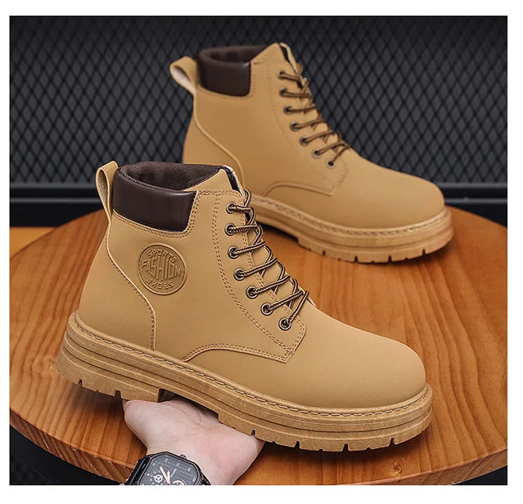 2024 Autumn New Men's Luxury Boots Comfortable Breathable Waterproof Men's Shoes Fashionable Men's Work Boots Motorcycle Boots