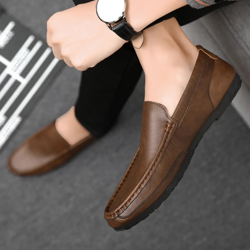 2024British Style Genuine Leather Casual Shoes Business Brand Work Shoes Men Loafers Comfortable Slip on Driving Shoes Moccasins