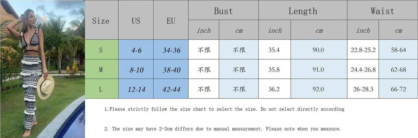 Striped Knitted Beach Skirt Sets Women Sexy Backless Slim Bohemian Outfits Fashion Ruffle Holiday Vacation 2 Piece Set