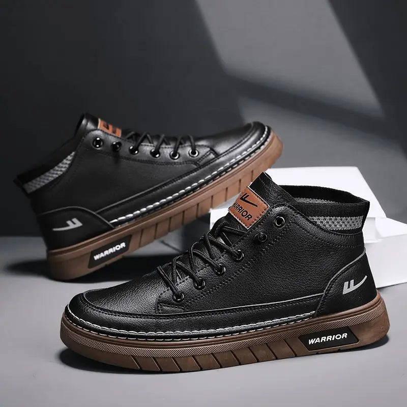 Warrior men's shoes autumn work shoes height increase autumn and winter style martin boots all-match casual leather shoes