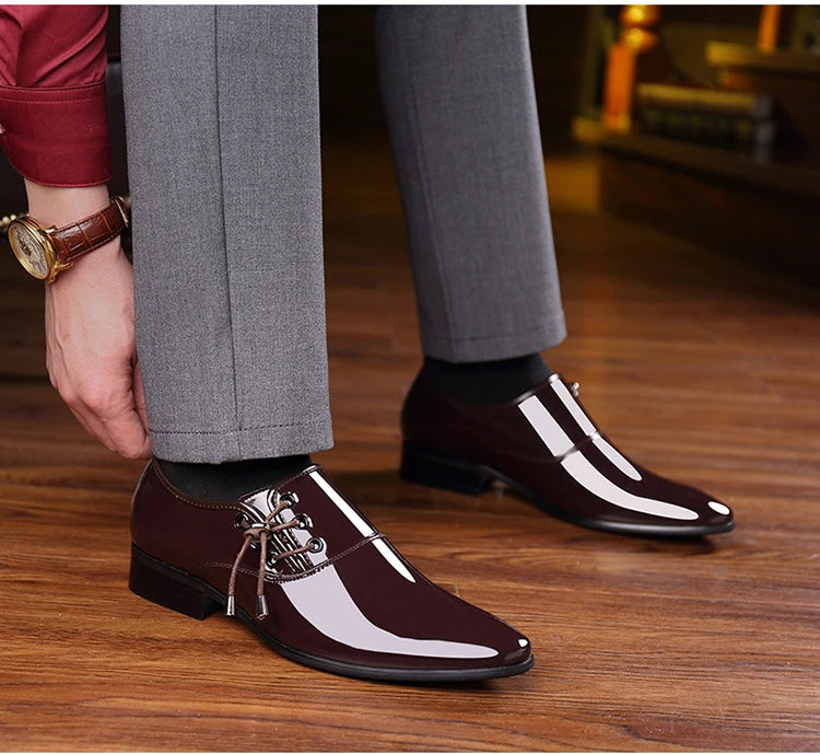 Classic Patent Leather Shoes for Men Business Men's Dress Shoes Fashion Elegant Oxfords Shoes Men's Wedding Party Shoe 2024 New