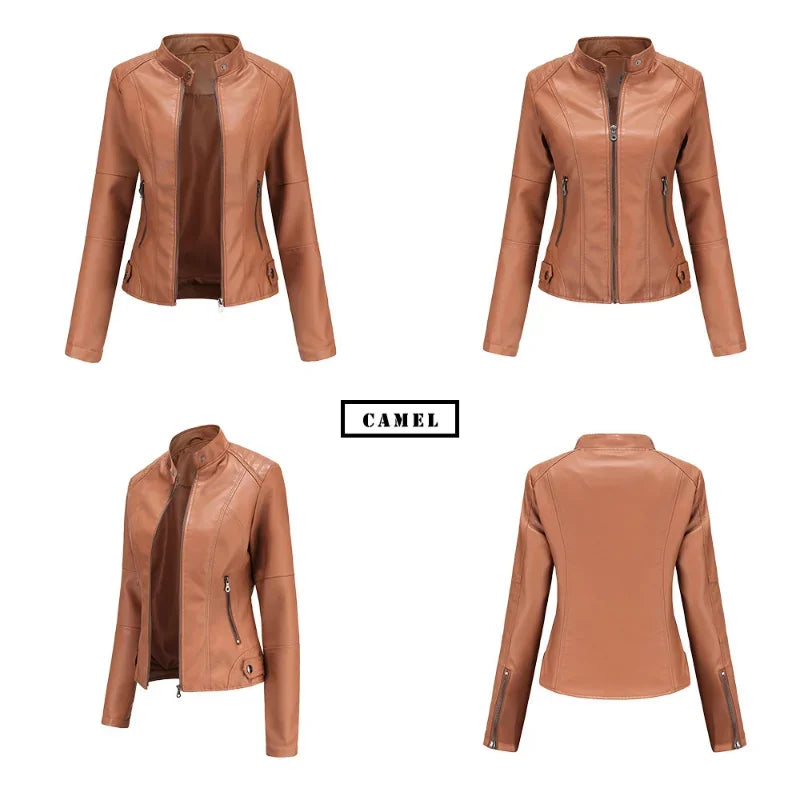 Jackets for Women Autumn Winter New Casual Leather Jacket Fashion Long Sleeved Biker Coat Streetwear Woman Clothing Chaquetas