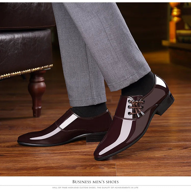 Classic Patent Leather Shoes for Men Business Men's Dress Shoes Fashion Elegant Oxfords Shoes Men's Wedding Party Shoe 2024 New