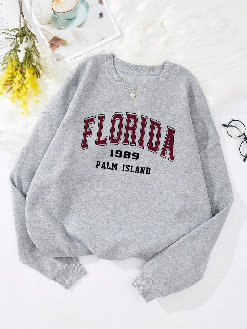 Casual Women Sweatshirts Chicago USA Letter Prints Pullover Fashion Crewneck Oversize Hoodie Fleece Warm Female Autumn Clothes