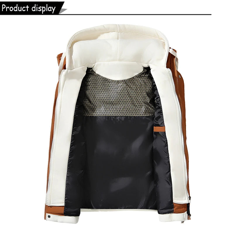 Hots Autumn Winter Men Outdoor Windproof Thick Warm Vest Men Hooded Sleeveless Waistcoat Casual Fashion Zipper Brand Vest Male