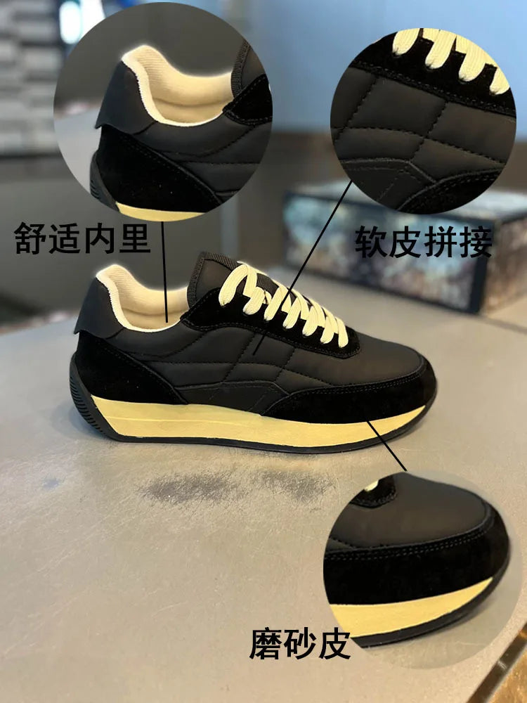 Men's Comfortable Sneakers Trainer Shoes 2024 Autumn Lace-up Running Shoes Men Soft Leather Sneakers Retro Male Athletic Shoes