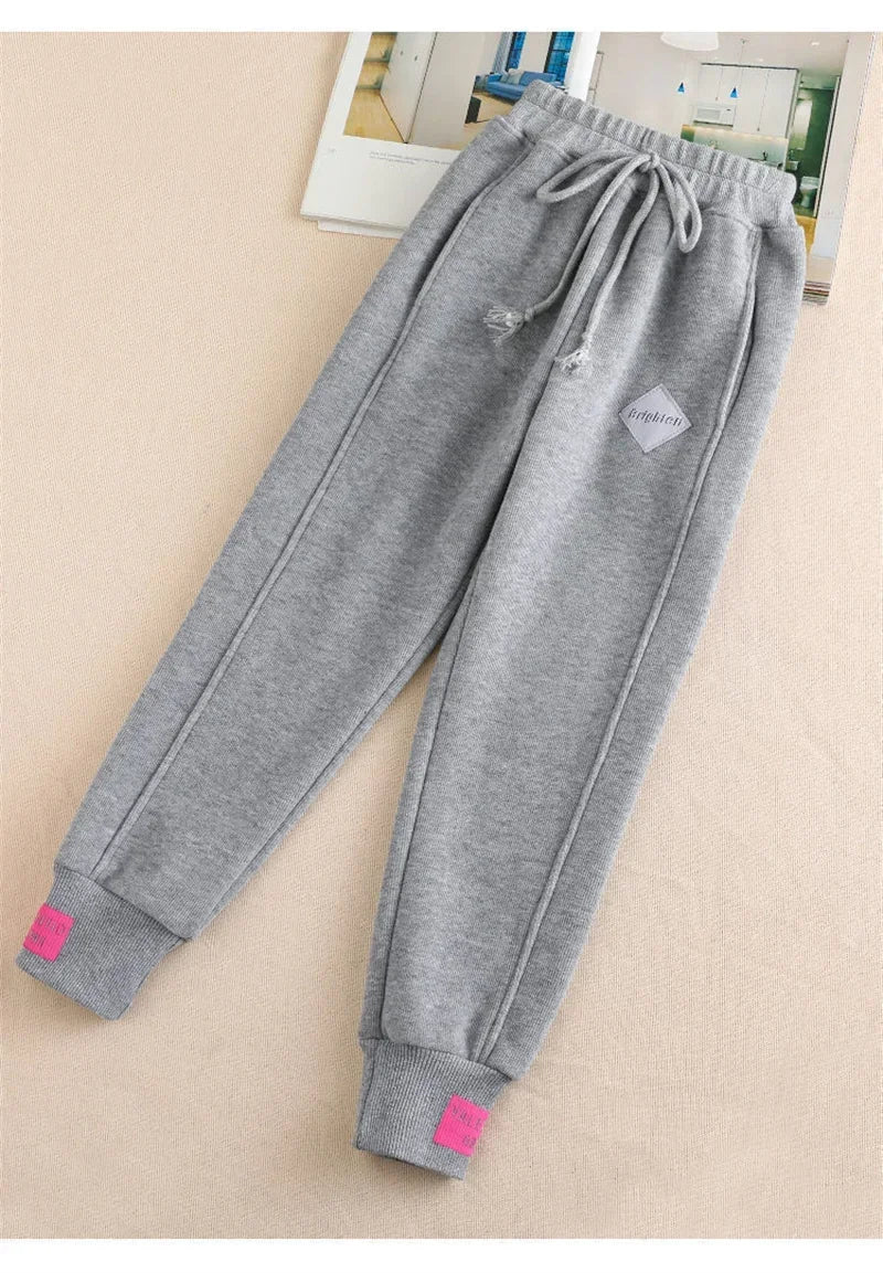 New Gray women Sweatpants Autumn Winter  Baggy Streetwear Oversize Sports Pants Black winter thick Joggers Streetwear Trousers