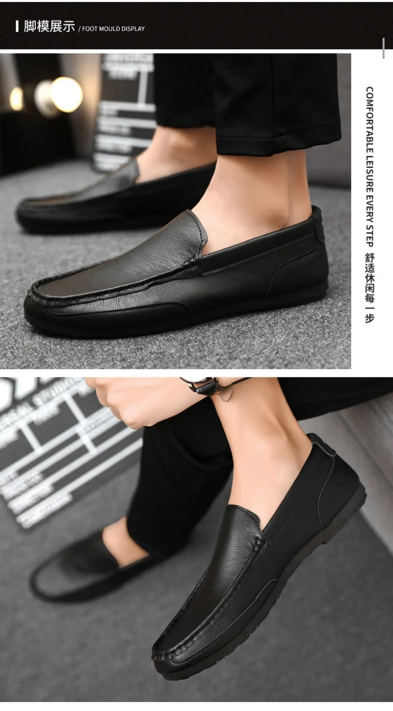 2024British Style Genuine Leather Casual Shoes Business Brand Work Shoes Men Loafers Comfortable Slip on Driving Shoes Moccasins