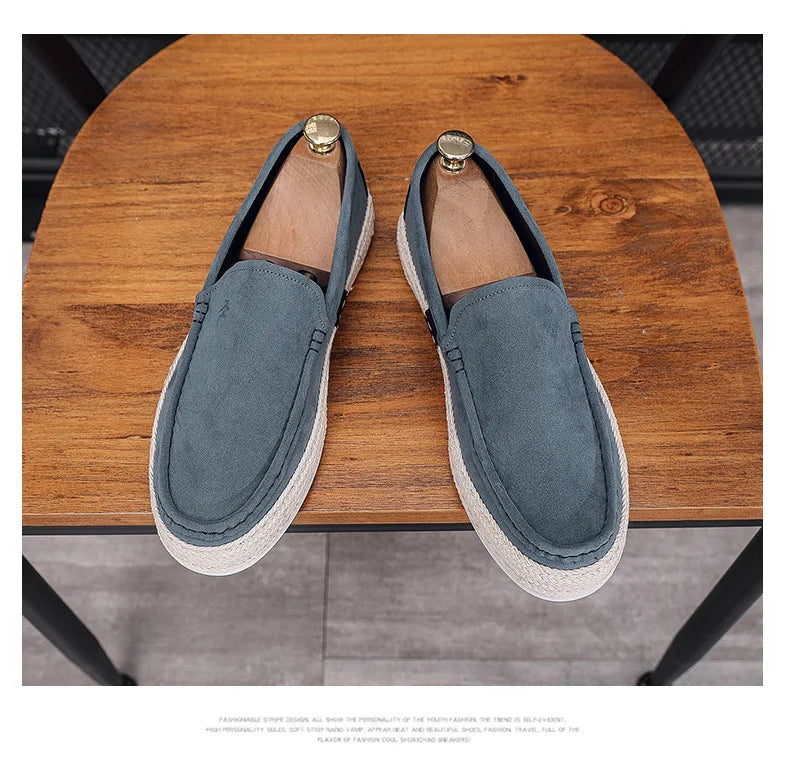 Men Loafers Shoes Summer Shoes Man New Fashion Canvas Footwear Soft Flat Comfy Flock Suede Leather Men Casual Vulcanized Shoe