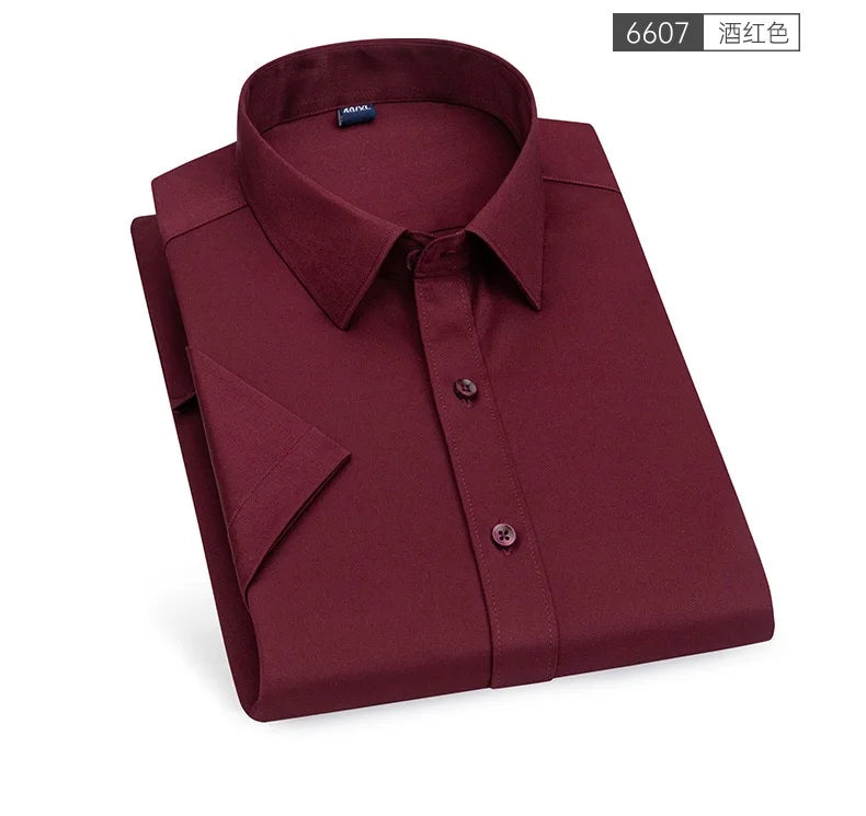 Men's Solid color Business Casual Formal shirt Fashion classic slim solid color long sleeve shirt no ironing social high quality