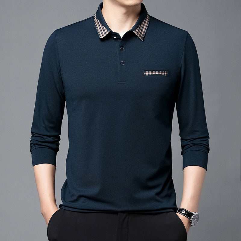 New Long Sleeve Men's Polo Shirts Cotton Solid Color Casual Polo Shirts for Men New Sping Autumn Basic Polos Men