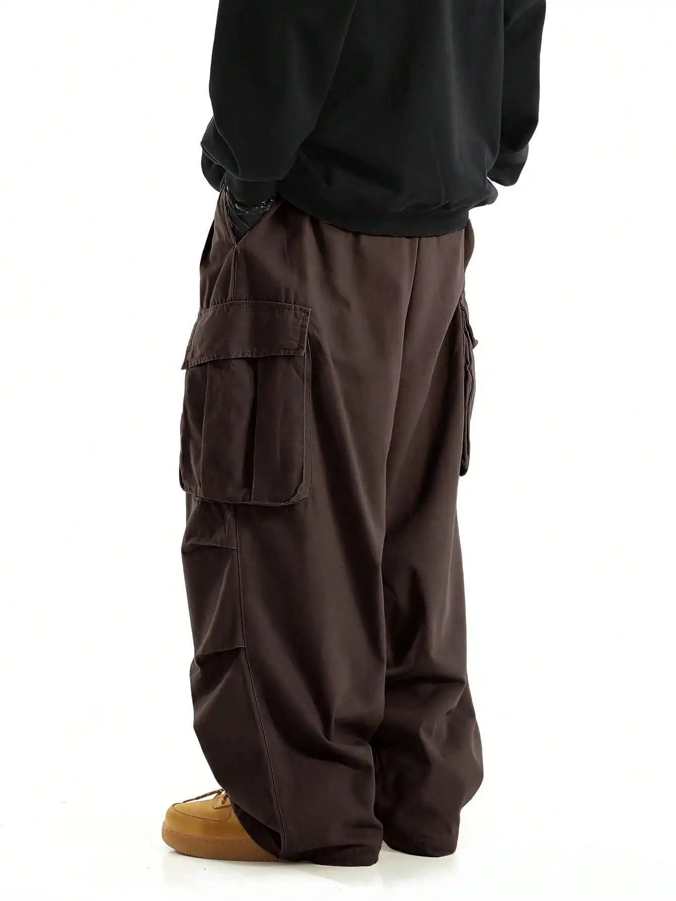 Classic Design Multi Flap Pockets Cargo Pants,Men's Loose Fit Drawstring Cargo Pants，For Skateboarding,Street,Outdoor Camping