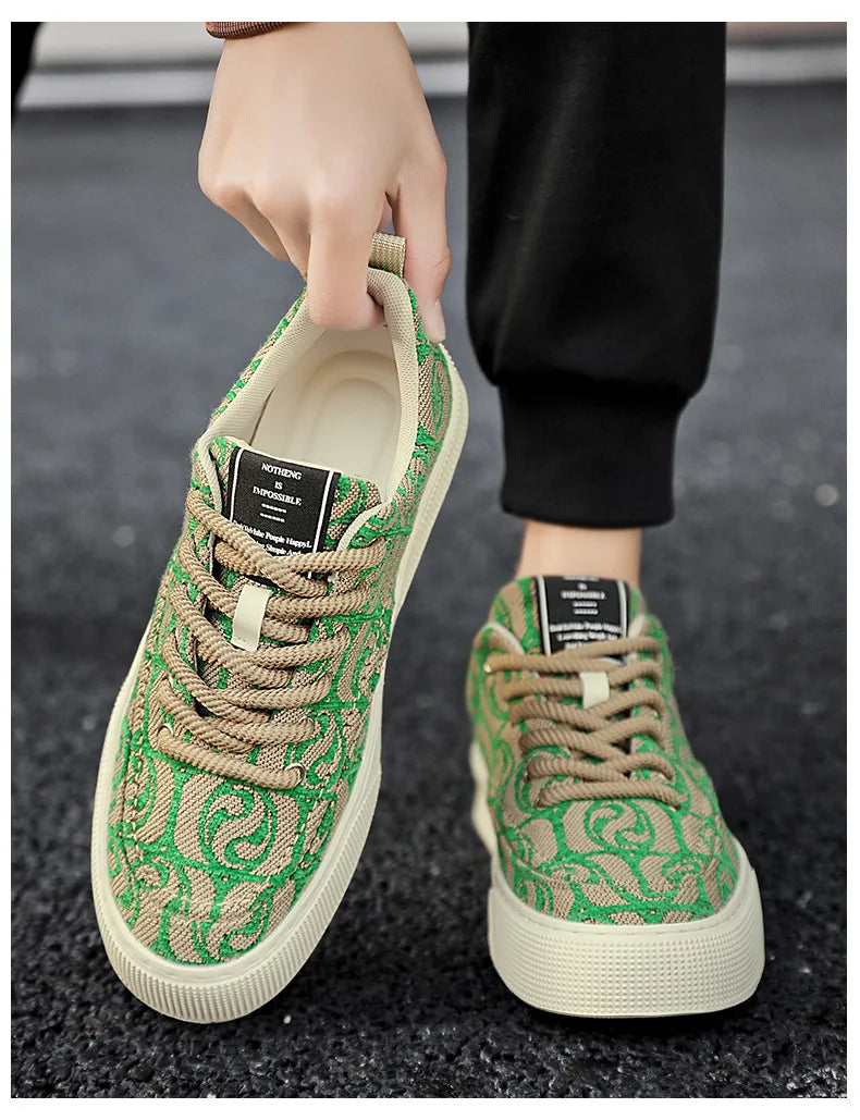 Designer Men Shoes New Prints Male Sneakers Canvas Shoes for Men Trendy Street Skateboard Shoes Spring Autumn Lace Male Footwear