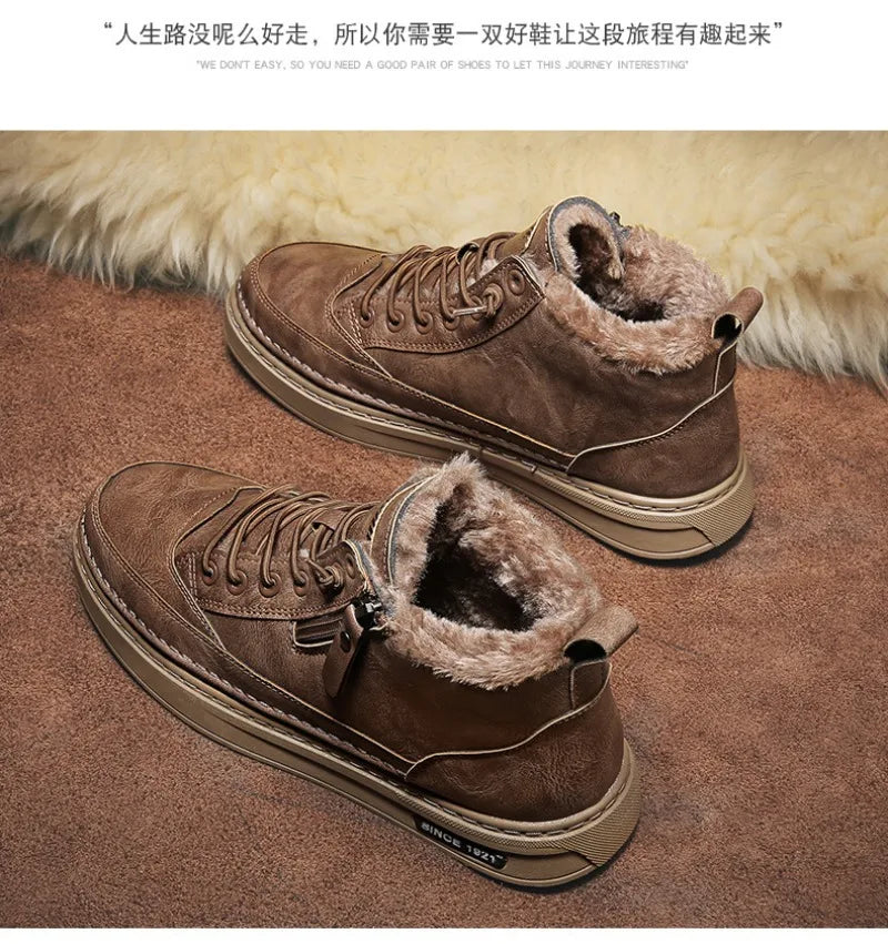 Men Boots Winter High Top Leather Shoes Fashion Male Cotton Shoes  Ankle Boots Men's Outdoor Casual Shoes zapatillas de hombre