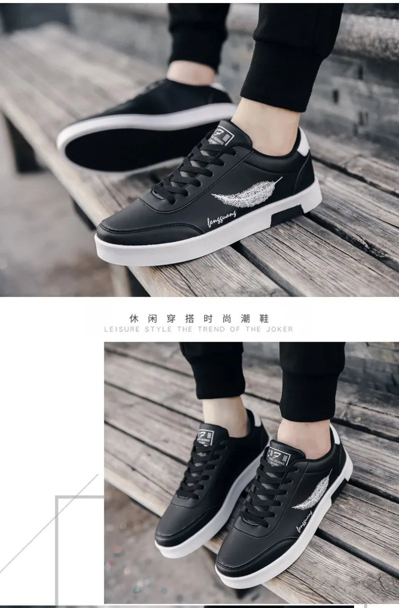 Men's Sneakers Casual Pu Leather Breathable Walking Flat Shoes for Men 2024New Male Tennis Sneaker Soft White Breathable Shoes신발