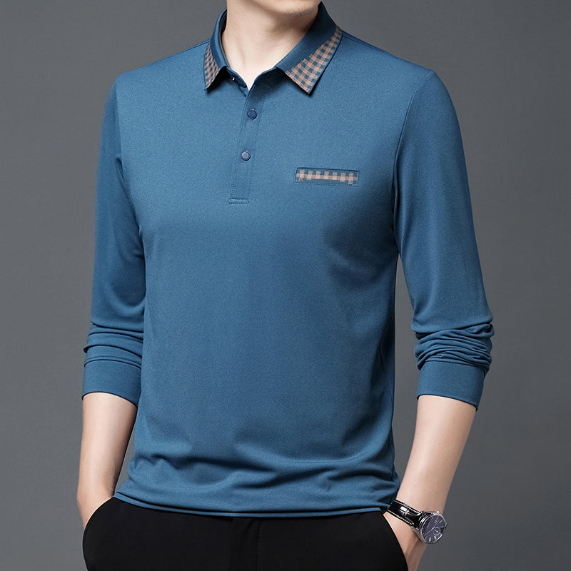 New Long Sleeve Men's Polo Shirts Cotton Solid Color Casual Polo Shirts for Men New Sping Autumn Basic Polos Men