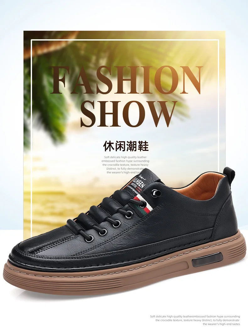 Brand Men's Casual New Leather Shoes for Men Non-slip Sports Shoes Fashion Comfortable Sneakers Male Flat Slip-on Casual Shoes