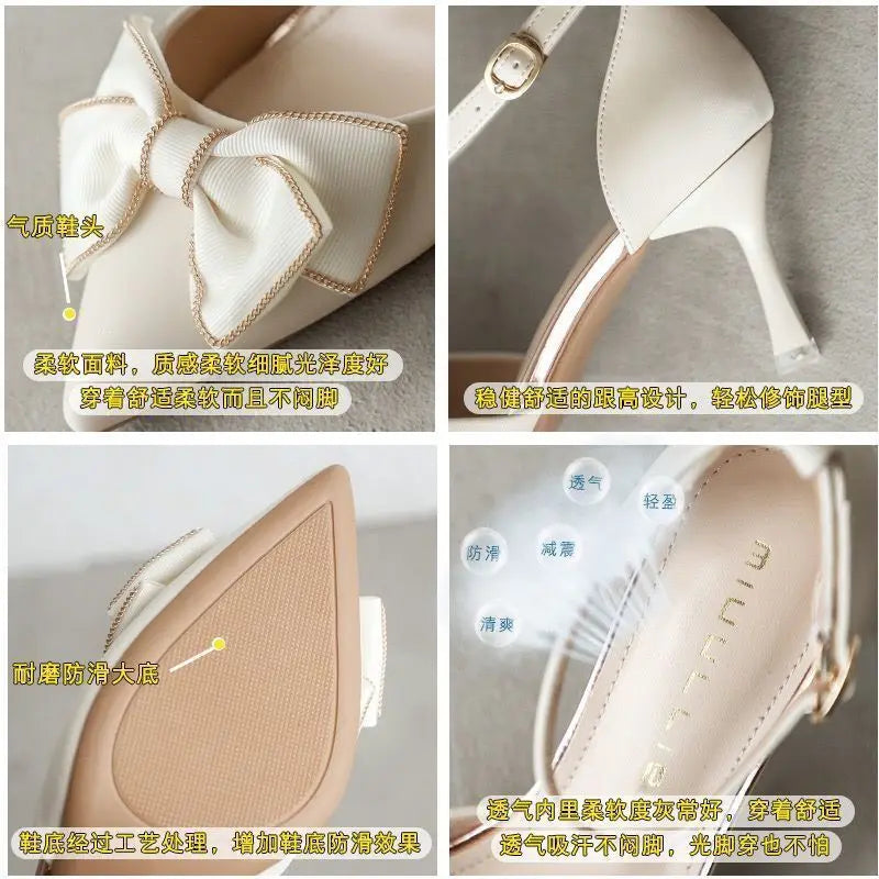 Medium Heel Heels Women's Shoes Trend Pointed Toe Butterfly Stilettos Elegant Dress Weddings Bridal Party White Designer