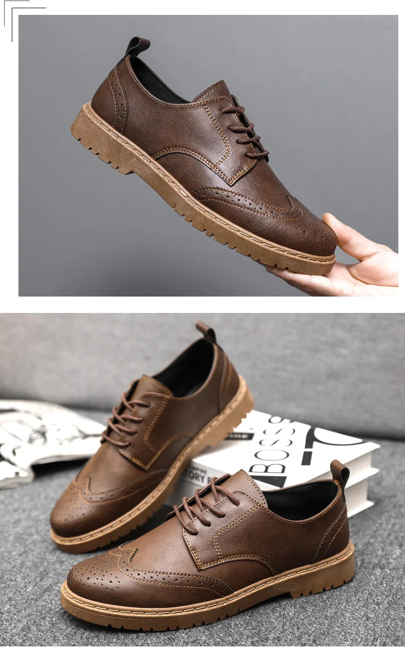 2024 New Men Oxford Shoes Luxury High Quality Brogue Dress Shoes for Men Classic Business Leather Shoes Fashion Men Casual Shoe