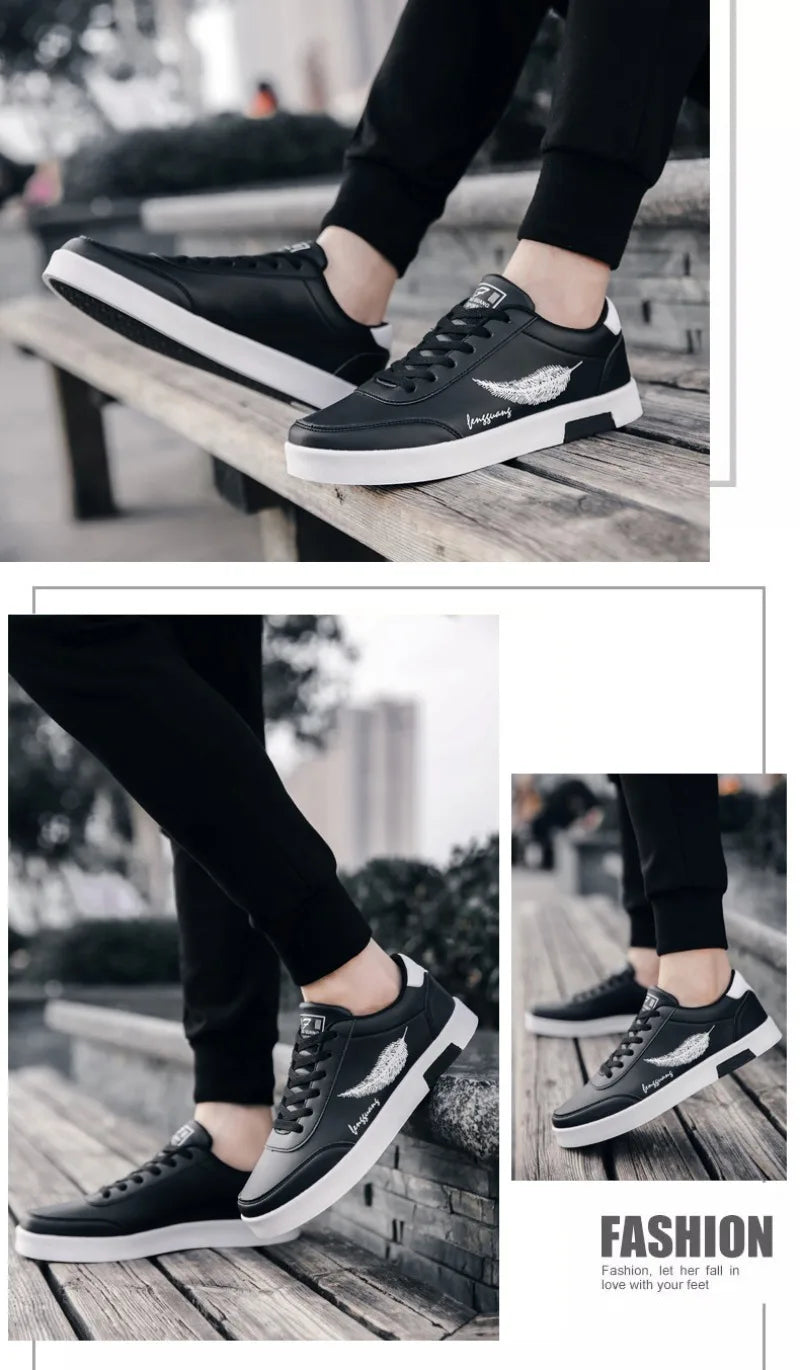 Men's Sneakers Casual Pu Leather Breathable Walking Flat Shoes for Men 2024New Male Tennis Sneaker Soft White Breathable Shoes신발