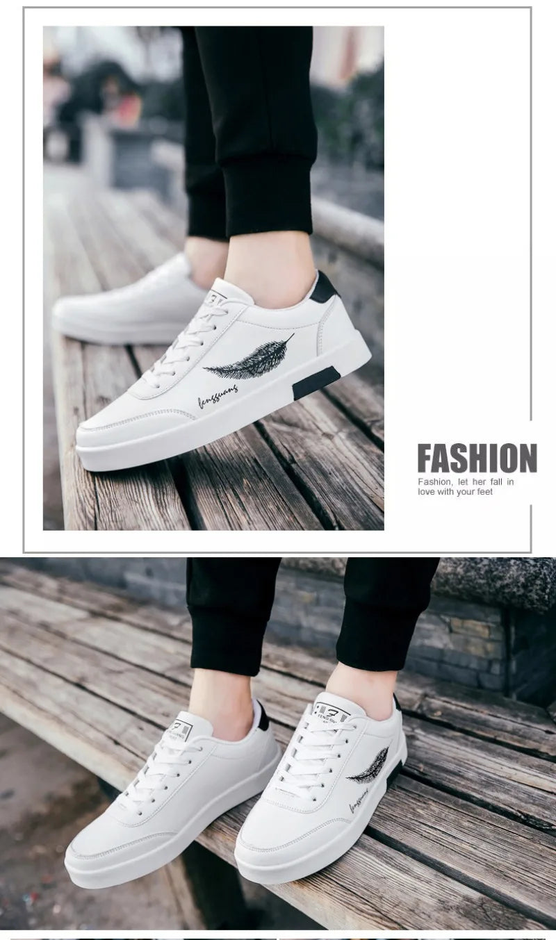 Men's Sneakers Casual Pu Leather Breathable Walking Flat Shoes for Men 2024New Male Tennis Sneaker Soft White Breathable Shoes신발