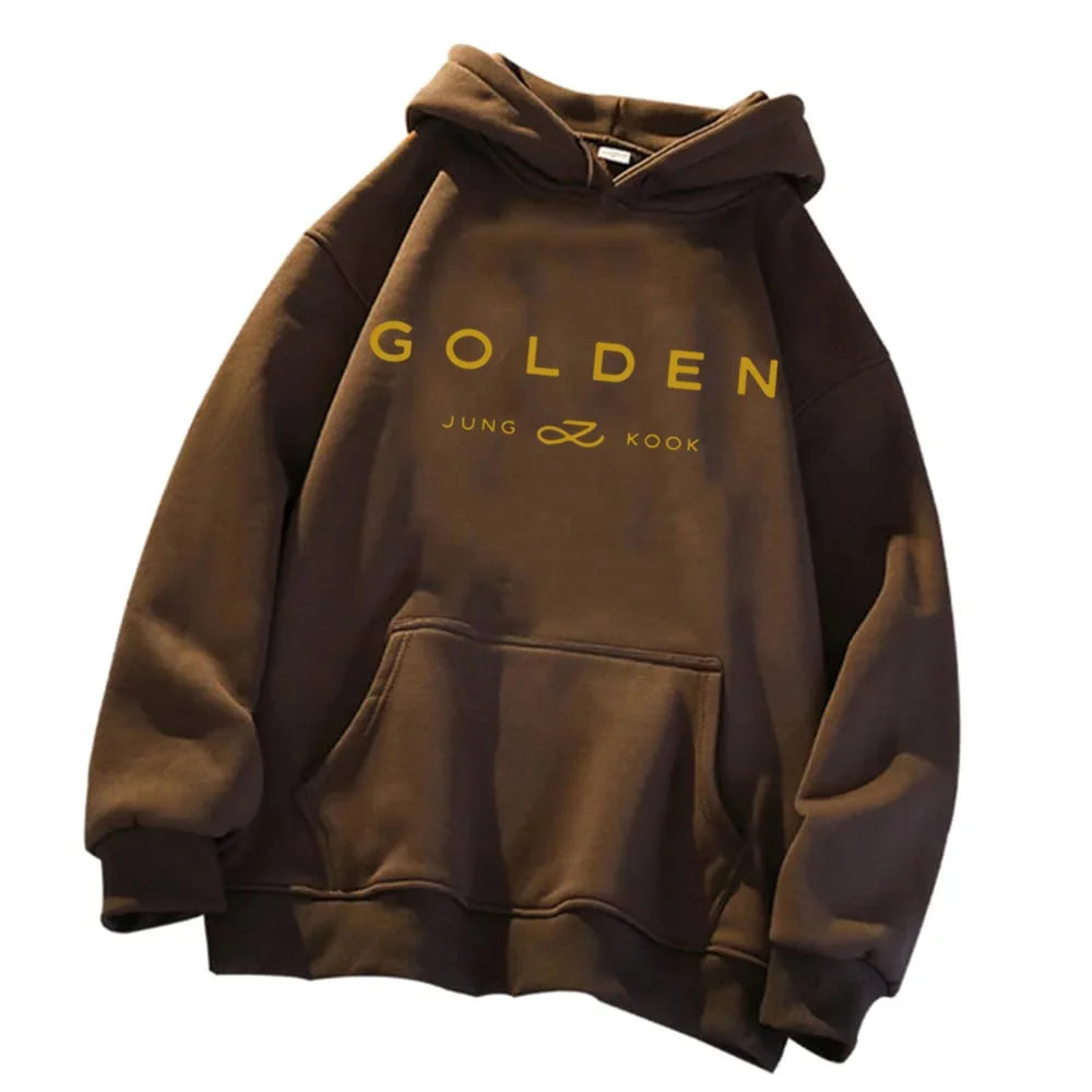 2024 Hot Jungkook Kpop Hoodie Vintage Sweatshirt Sudaderas Winter Warm Golden Album Merch Unisex Hoodies Man Woman