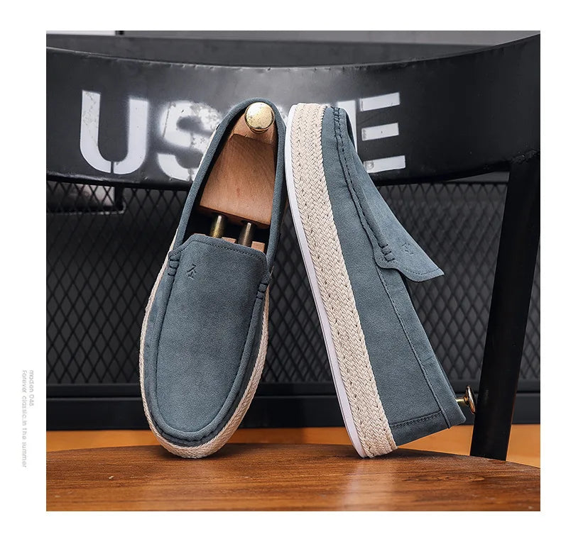 Men Loafers Shoes Summer Shoes Man New Fashion Canvas Footwear Soft Flat Comfy Flock Suede Leather Men Casual Vulcanized Shoe