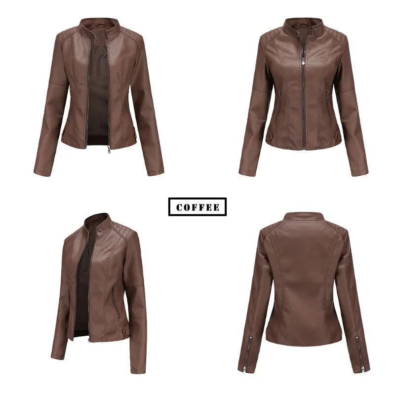 Jackets for Women Autumn Winter New Casual Leather Jacket Fashion Long Sleeved Biker Coat Streetwear Woman Clothing Chaquetas