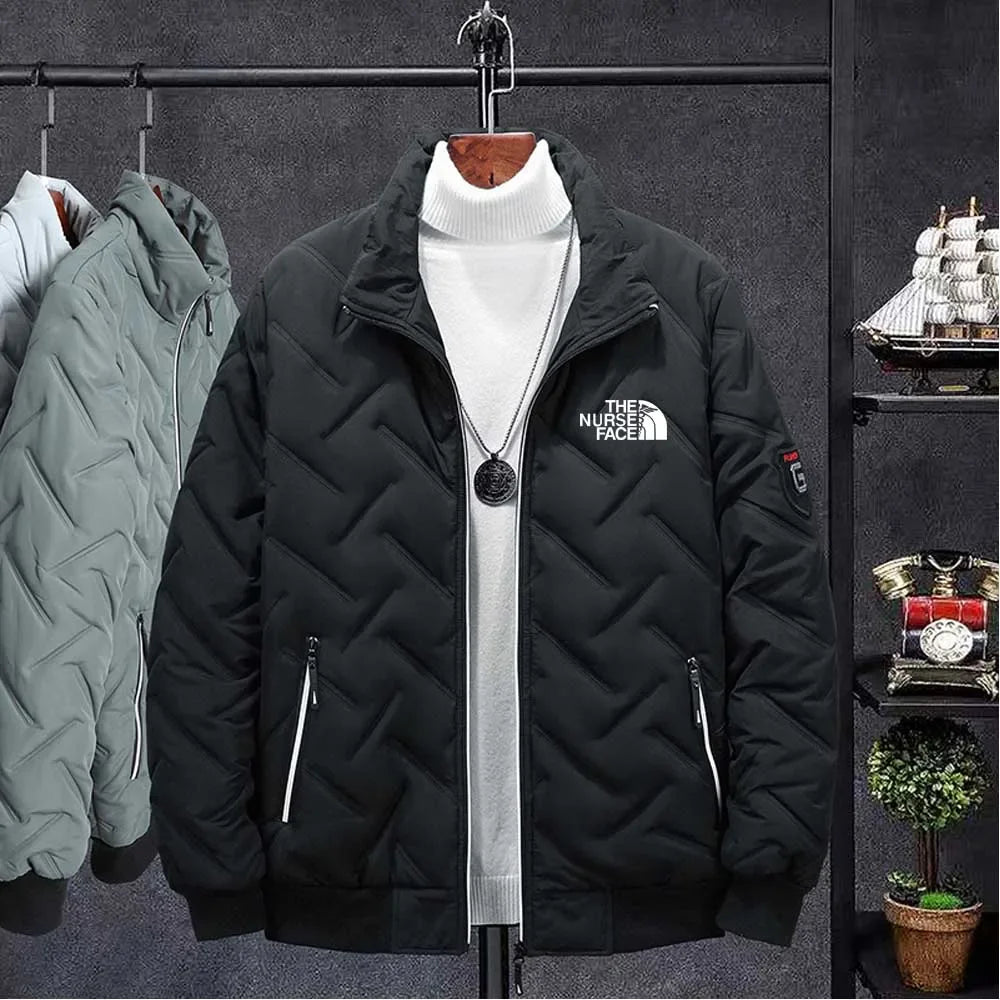 2025 Winter New Men's Heavy Heavy Padded Coat Casual Solid Light Parka Long Sleeve Zipper Liner Men's Fashion Comfortable Warm M