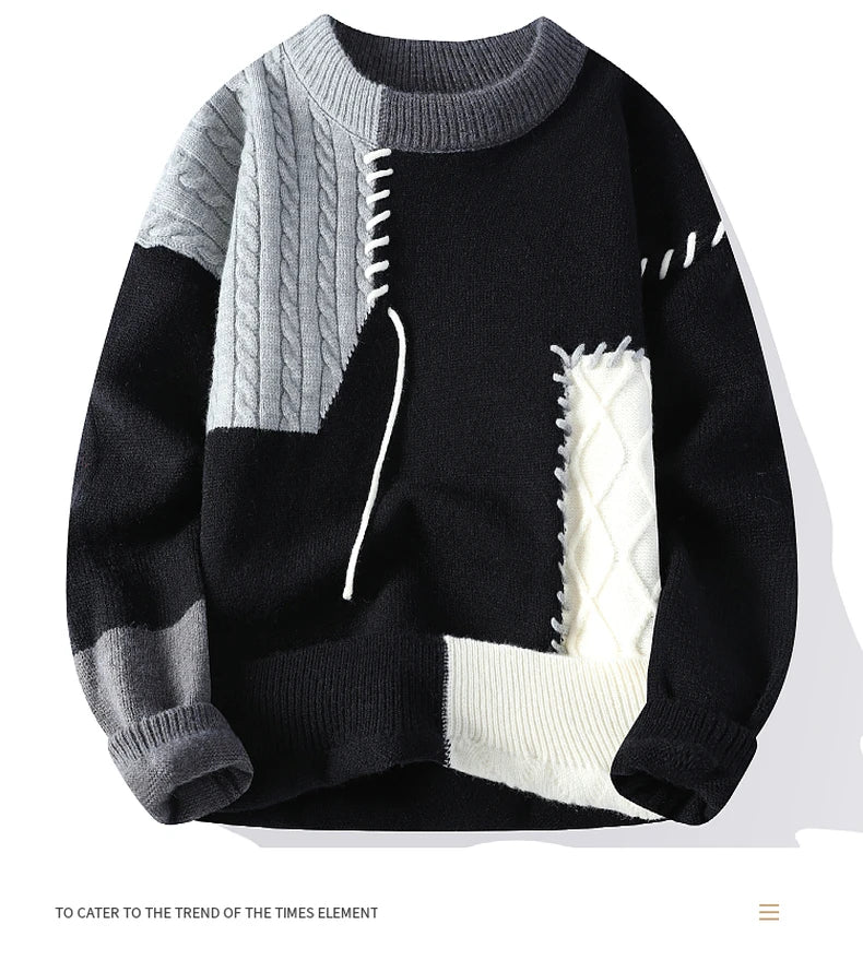 2024 Autumn Men's wool pullovers Men's fashion Sweater  Round neck mens Thicken Warm Men Knitted Sweater full size M-3XL