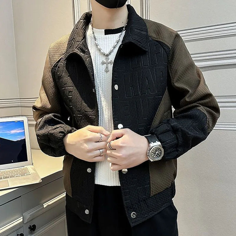 New Spring Autumn Fashion Trends Advanced Handsome Colored Polo Coat Jacket Casual and Versatile Design Men's Jacket