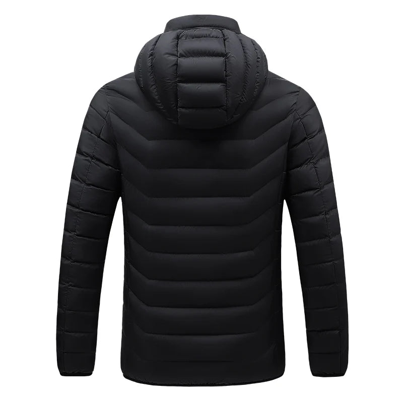 Winter Multi Zone Heating Jacket 2024 New Men's USB Intelligent Heating Waterproof Hooded Top Cold Resistant Warm Cotton Coat