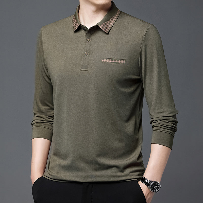 New Long Sleeve Men's Polo Shirts Cotton Solid Color Casual Polo Shirts for Men New Sping Autumn Basic Polos Men